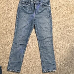 Good American Blue Straight Leg Jeans- mid rise straight 27 1/2 inseam
